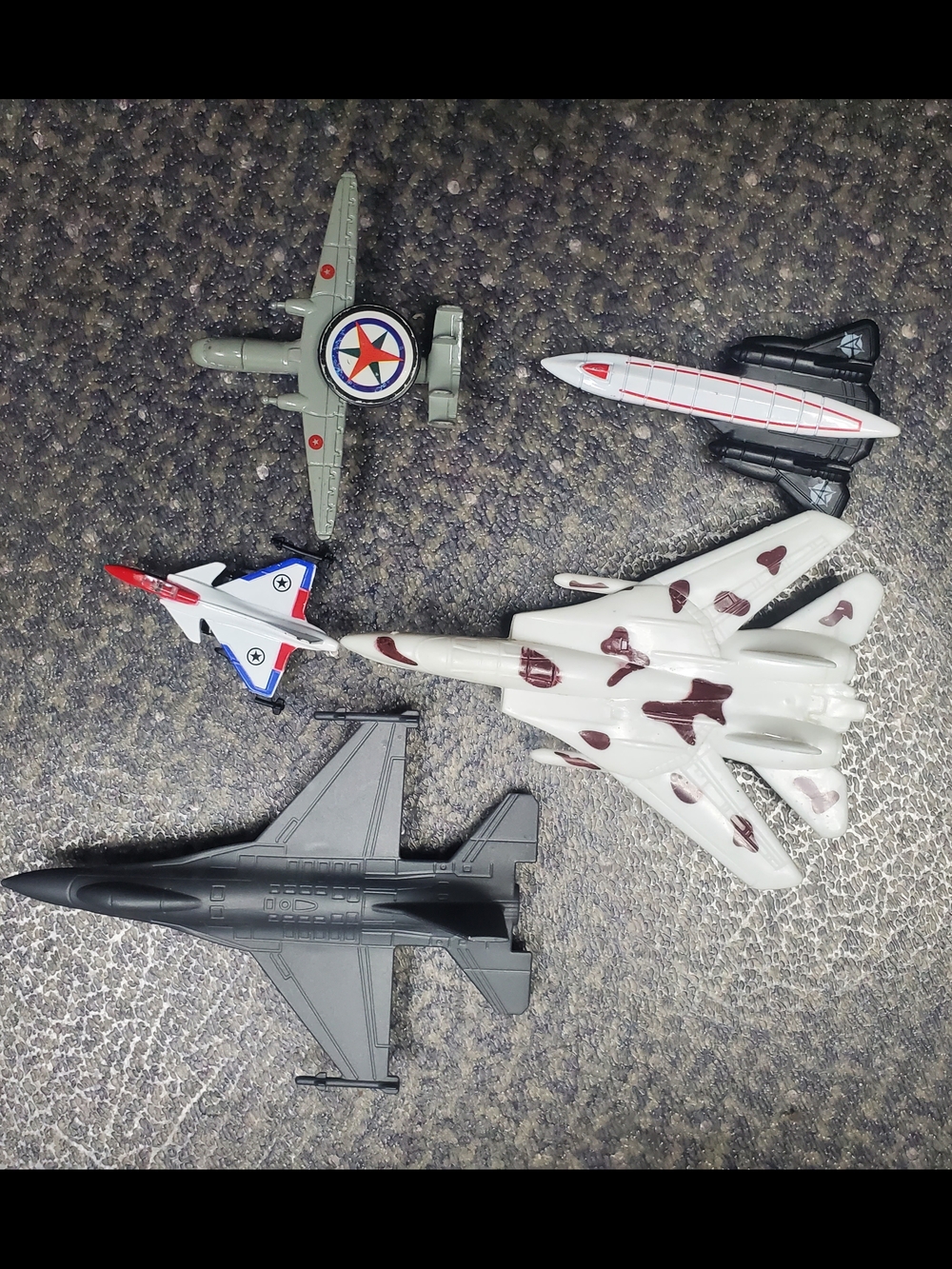 Assorted Toy Military Jet and Plane Set - White, Gray, Black, Green, Red